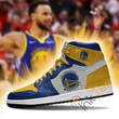 Air JD Hightop Shoes NBA Golden State Warriors Gold Blue Air Jordan 1 High Sneakers V2