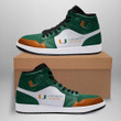 Air JD Hightop Shoes NCAA Miami Hurricanes Green White Air Jordan 1 High Sneakers