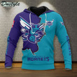 NBA Charlotte Hornets Teal Dark Purple Mascot Scratch Pullover Hoodie AOP Shirt ath-hd-0607