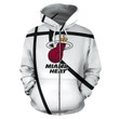 NBA Miami Heat White Zip Up Hoodie AOP Shirt ath-hd-0607