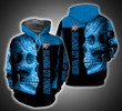 NBA Oklahoma City Thunder Blue Black Skull Pullover Hoodie AOP Shirt ath-hd-0607