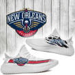 NBA New Orleans Pelicans White Red Scratch Yeezy Boost Sneakers Shoes ah-yz-0707