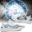 NBA Philadelphia 76ers White Blue Scratch Yeezy Boost Sneakers V2 Shoes ah-yz-0707