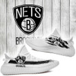 NBA Brooklyn Nets White Black Scratch Yeezy Boost Sneakers Shoes ah-yz-0707