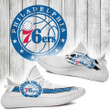 NBA Philadelphia 76ers White Blue Scratch Yeezy Boost Sneakers Shoes ah-yz-0707