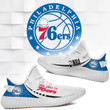 NBA Philadelphia 76ers White Blue Yeezy Boost Sneakers V3 Shoes ah-yz-0707