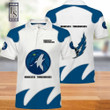 NBA Minnesota Timberwolves White Blue Polo Shirt ath-pol-0807