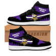 Air JD Hightop Shoes NFL Minnesota Vikings Purple Logo Black Sneaker Air Jordan 1 High Sneakers
