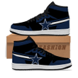 Air JD Hightop Shoes NFL Dallas Cowboys Dark Blue Black Logo Air Jordan 1 High Sneakers