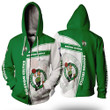 NBA Boston Celtics White Green Primary Logo Pullover Hoodie & Zip Up Hoodie AOP Shirt