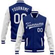Customized Sports Team Name Number Custom Blue Letterman Baseball Jacket