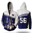 NFL New York Giants Lawrence Taylor Dark Blue White Pullover Hoodie AOP Shirt