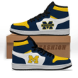 Air JD Hightop Shoes NCAA Michigan Wolverines Navy Blue White Air Jordan 1 High Sneakers