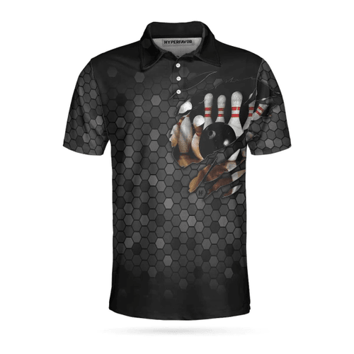 Mens & Womens I Don't Give A Split Polo Shirt, Black Skull Bowling Polo Shirt For Bowlers, Cool Bowling Gift Idea