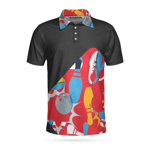 Mens & Womens Life Is Like A Bowling Ball Polo Shirt, Colorful tenpin Bowling Shirt For Men, Gift Idea For Bowling Lovers