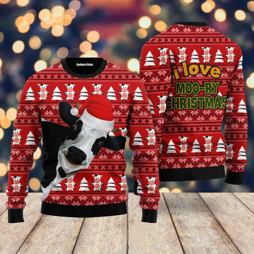 Funny Cow Moory Christmas Ugly Christmas Sweater 3D Printed Best Gift For Xmas UH1318 3D AOP Shirt