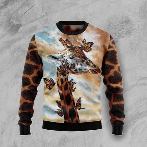 Giraffe Butterfly Ugly Christmas Sweater 3D Printed Best Gift For Xmas Adult | US4924 3D AOP Shirt