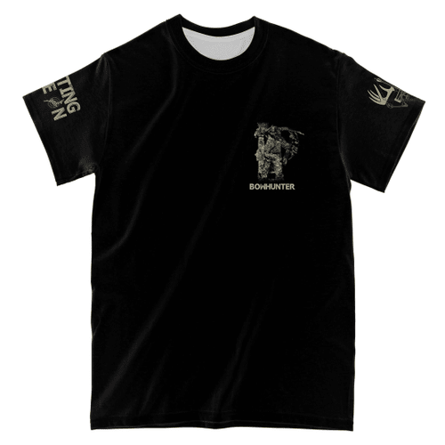Never Mess With A Hunter All Over Print T shirt, Cool Gift For Hunters, Black Hunting Themed Shirt For Men 3D AOP