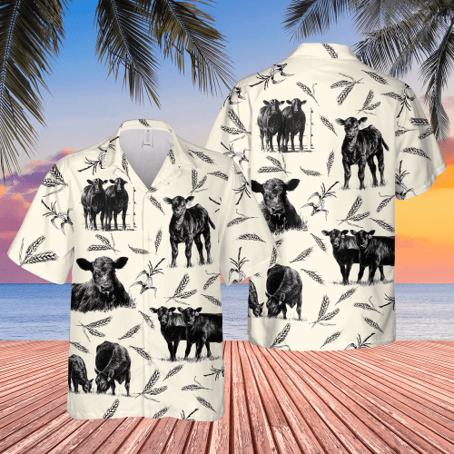 Men Cattle Hawaiian Shirt White Cattle On Farm Lovers Hawaiian Shirt, Cow Hawaiian Shirt For Men & Women Summer Gifts