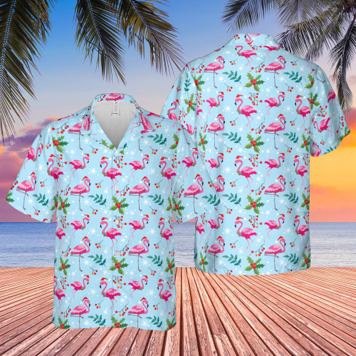 Pink Flamingo Merry Christmas Hawaiian Shirt | For Men & Women