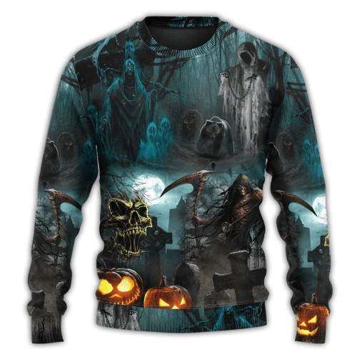 Halloween Ghost In The Dark Pumpkin Scary Christmas Sweatshirt 3D AOP Shirt