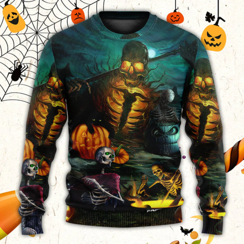 Halloween Skull Dark Scary - Sweater - Ugly Christmas Sweaters 3D AOP Shirt