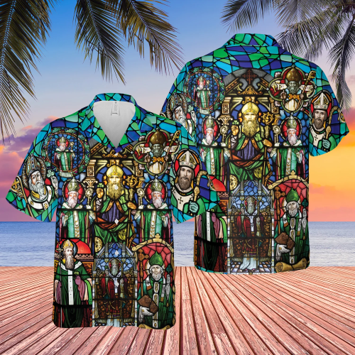 Saint Patrick's Day Stained Glass Hawaiian Shirt For Men & Women | Aloha Shirt