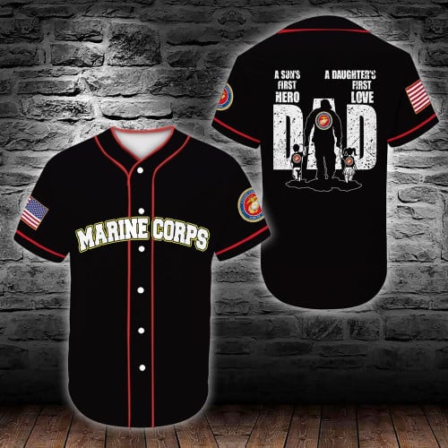 Marine Corps Dad And Son Daughter Baseball Tee Jersey Shirt
