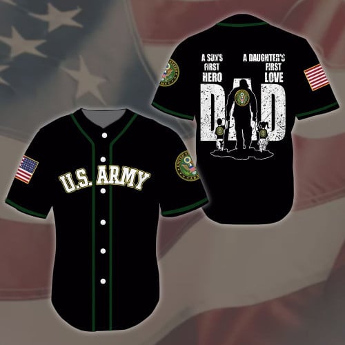 Army Dad And Son Daughter Baseball Tee Jersey Shirt