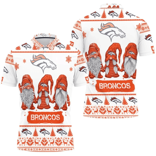 Mens & Womens Christmas Gnomes Denver Broncos Christmas 3D Polo Shirt