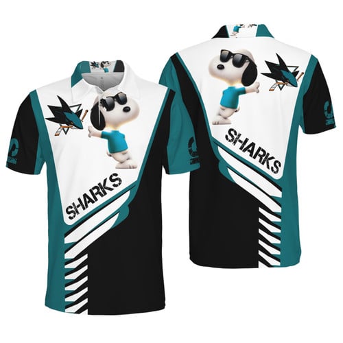 Mens & Womens San Jose Sharks Snoopy For Fans 3d All Over Print Polo Shirt