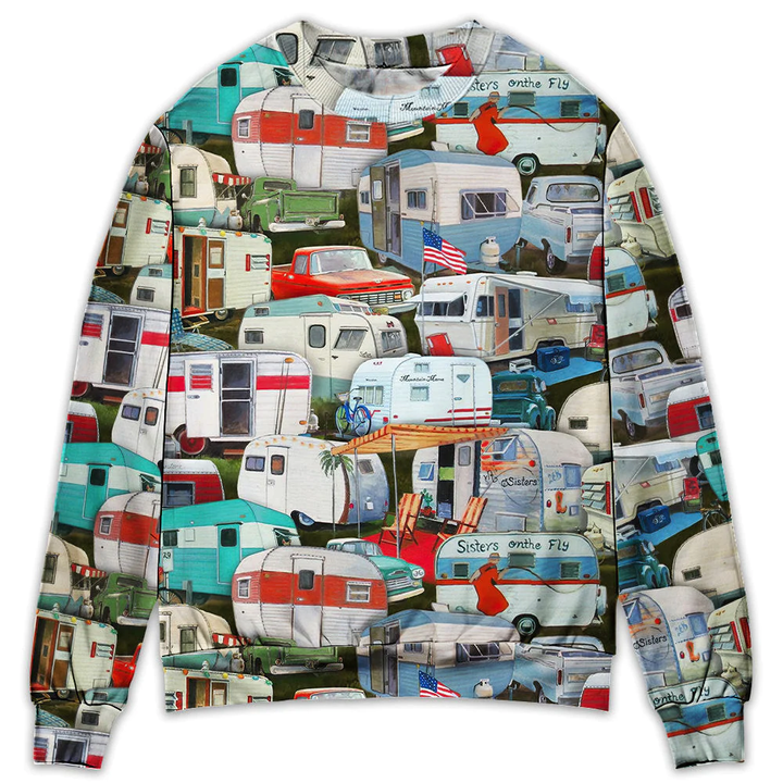 Hippie Vans Packed Camping Life - Sweater - Ugly Christmas Sweaters 3D AOP Shirt
