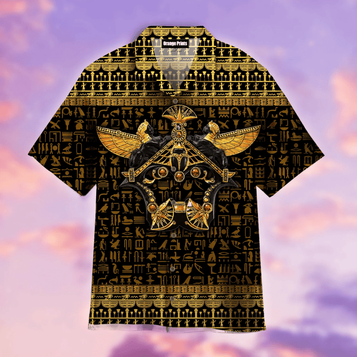 Ancient Egypt Scarab Beetle Golden Hawaiian Shirt For Men & Women | WT5418