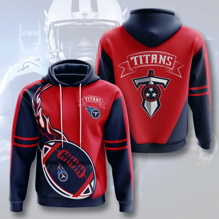 NFL Tennessee Titans Navy Red Fire Pullover Hoodie AOP Shirt