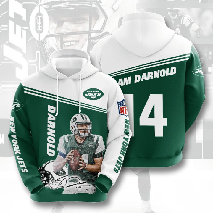NFL New York Jets Sam Darnold Green White Pullover Hoodie AOP Shirt