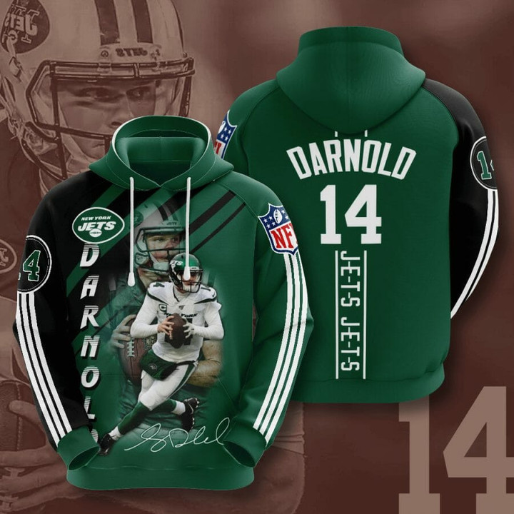 NFL New York Jets Sam Darnold Green Black Pullover Hoodie AOP Shirt