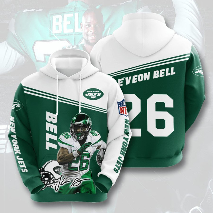 NFL New York Jets Le'Veon Bell Green White Pullover Hoodie AOP Shirt