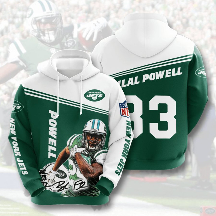 NFL New York Jets Bilal Powell Green White Pullover Hoodie AOP Shirt