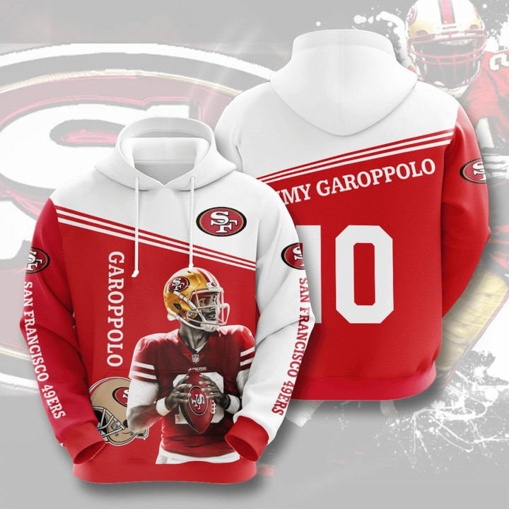 NFL San Francisco 49ers Jimmy Garoppolo Red White Pullover Hoodie AOP Shirt