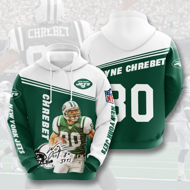 NFL New York Jets Wayne Chrebet Green White Pullover Hoodie AOP Shirt