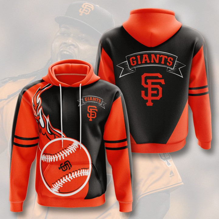 MLB San Francisco Giants Fire Ball Orange Black Pullover Hoodie AOP Shirt