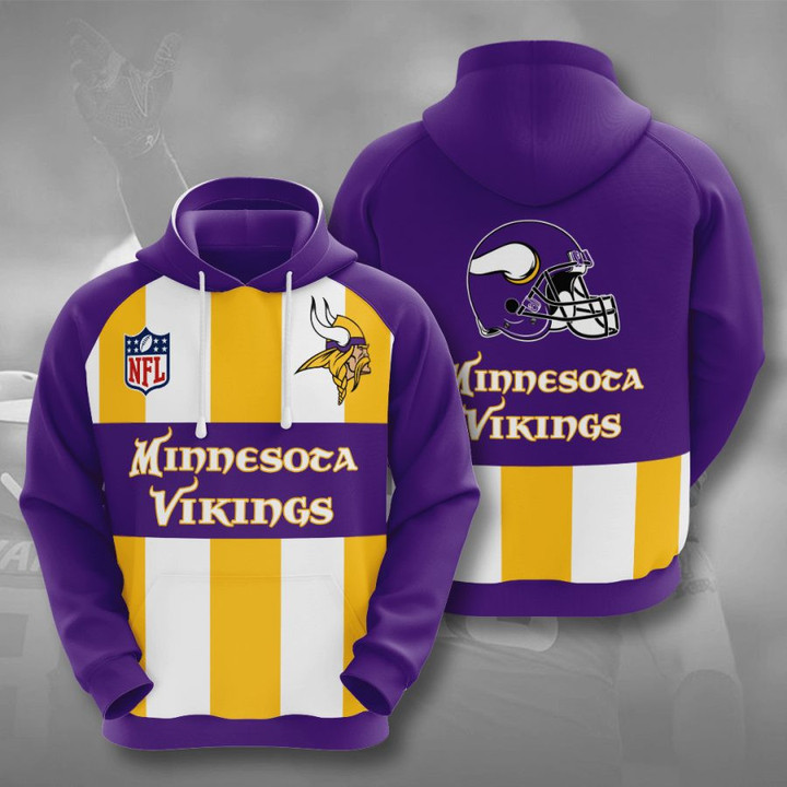 NFL Minnesota Vikings Gold White Stripes Pullover Hoodie AOP Shirt