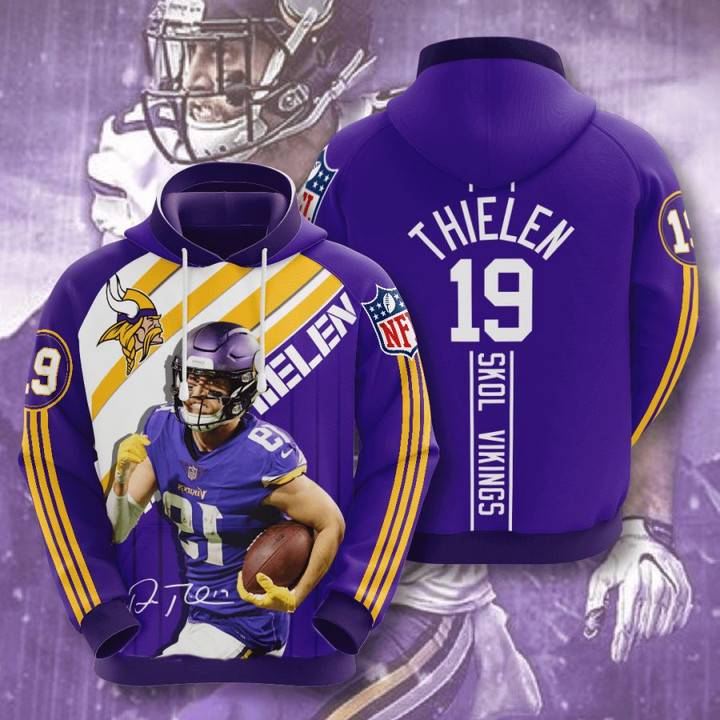 NFL Minnesota Vikings Adam Thielen Skol Vikings Purple Pullover Hoodie AOP Shirt