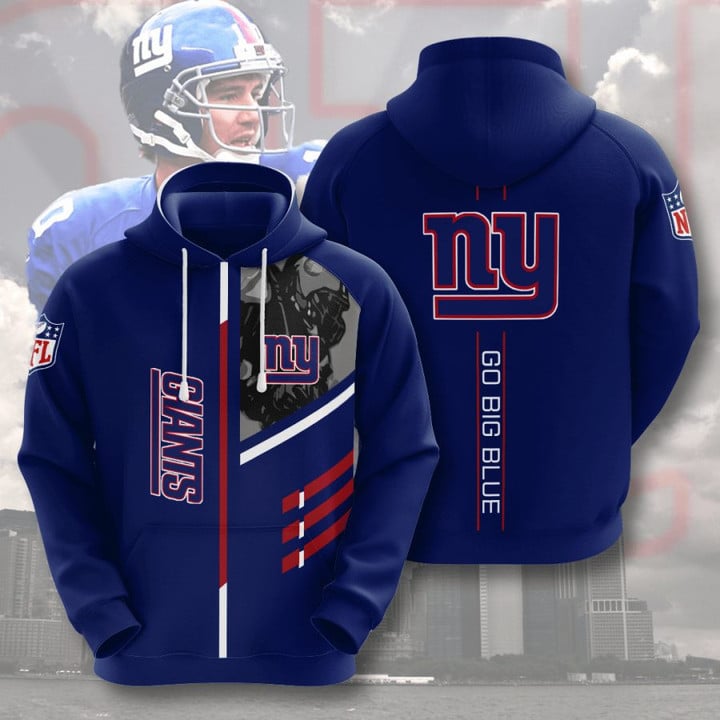 NFL New York Giants Go Big Blue Pullover Hoodie AOP Shirt
