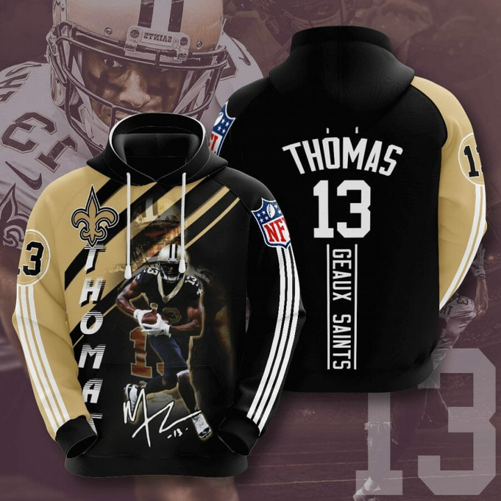 NFL New Orleans Saints Michael Thomas Old Gold Black Pullover Hoodie AOP Shirt