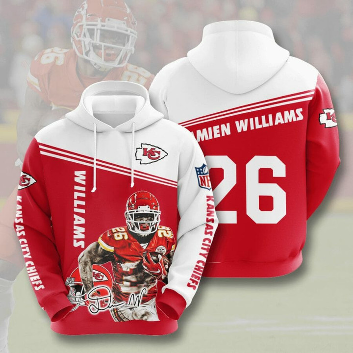 NFL Kansas City Chiefs Damien Williams Red White Pullover Hoodie AOP Shirt