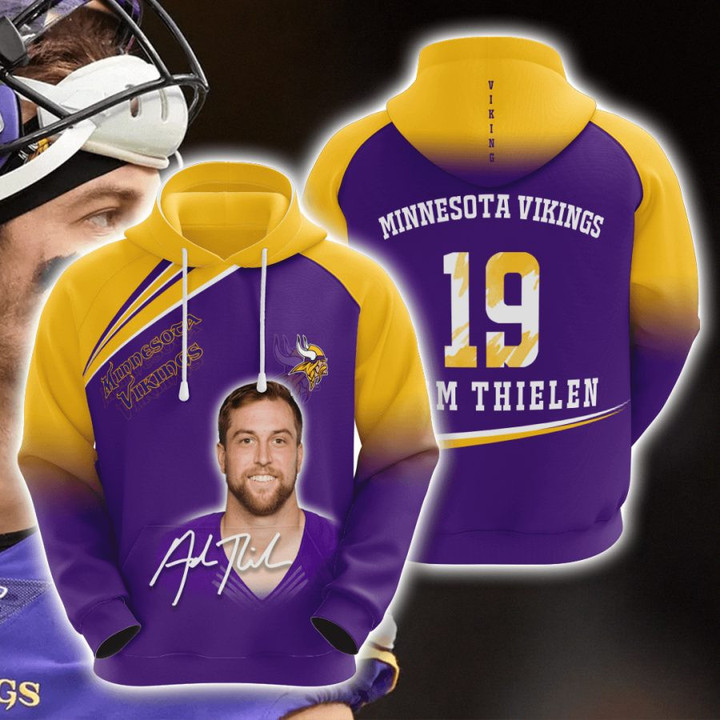 NFL Minnesota Vikings Adam Thielen Portrait Pullover Hoodie AOP Shirt