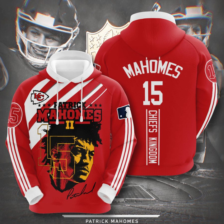 NFL Kansas City Chiefs Patrick Mahomes II Red White Stripes Pullover Hoodie AOP Shirt