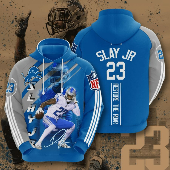NFL Detroit Lions Darius Slay JR Honolulu Blue Silver Pullover Hoodie AOP Shirt