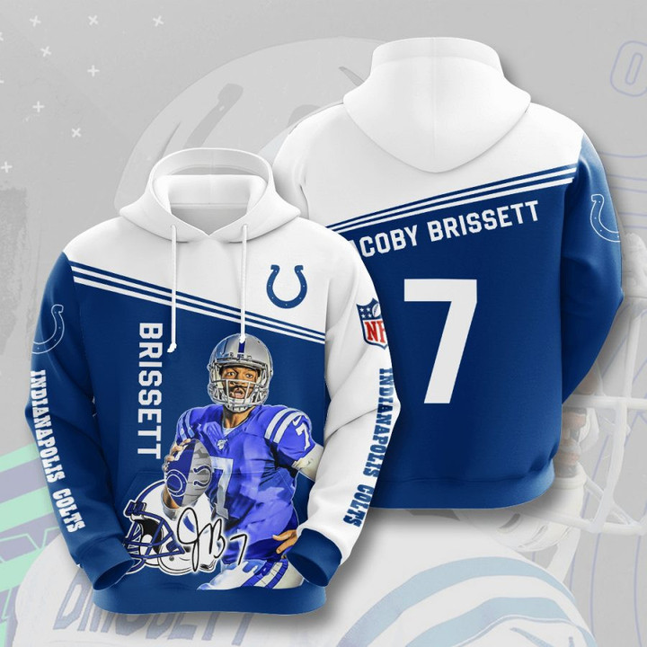 NFL Indianapolis Colts Jacoby Brissett Blue White Pullover Hoodie AOP Shirt